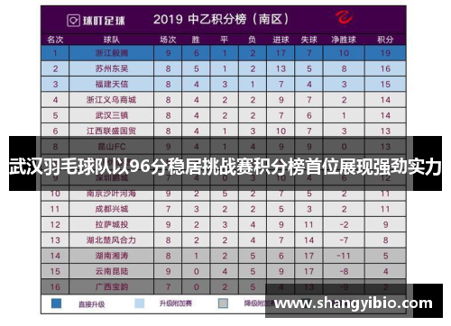 武汉羽毛球队以96分稳居挑战赛积分榜首位展现强劲实力